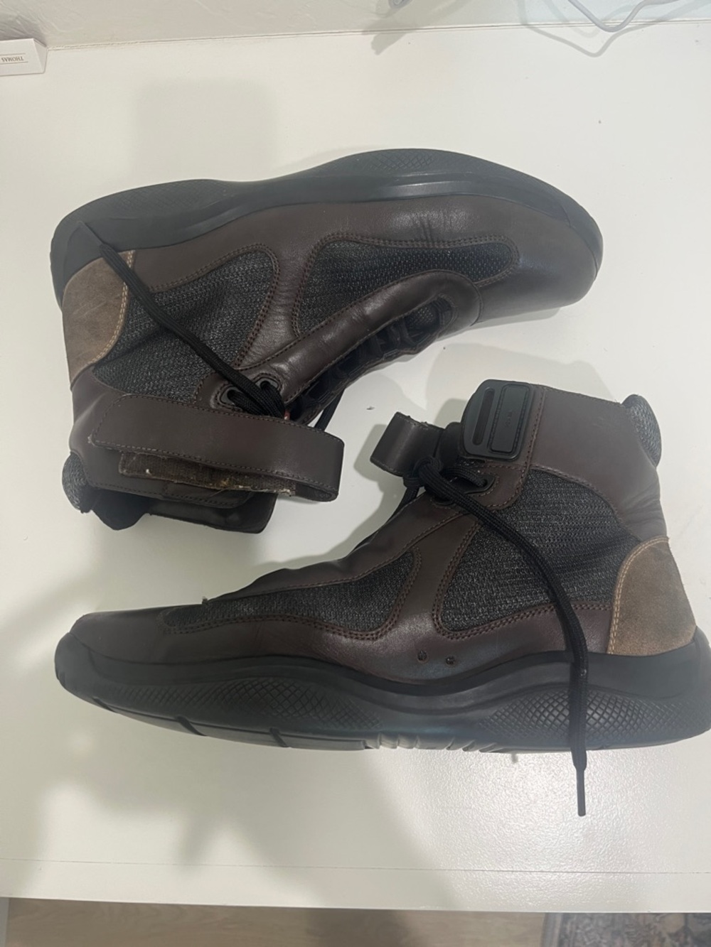 Prada Brown and Black High-Top Utility Boots